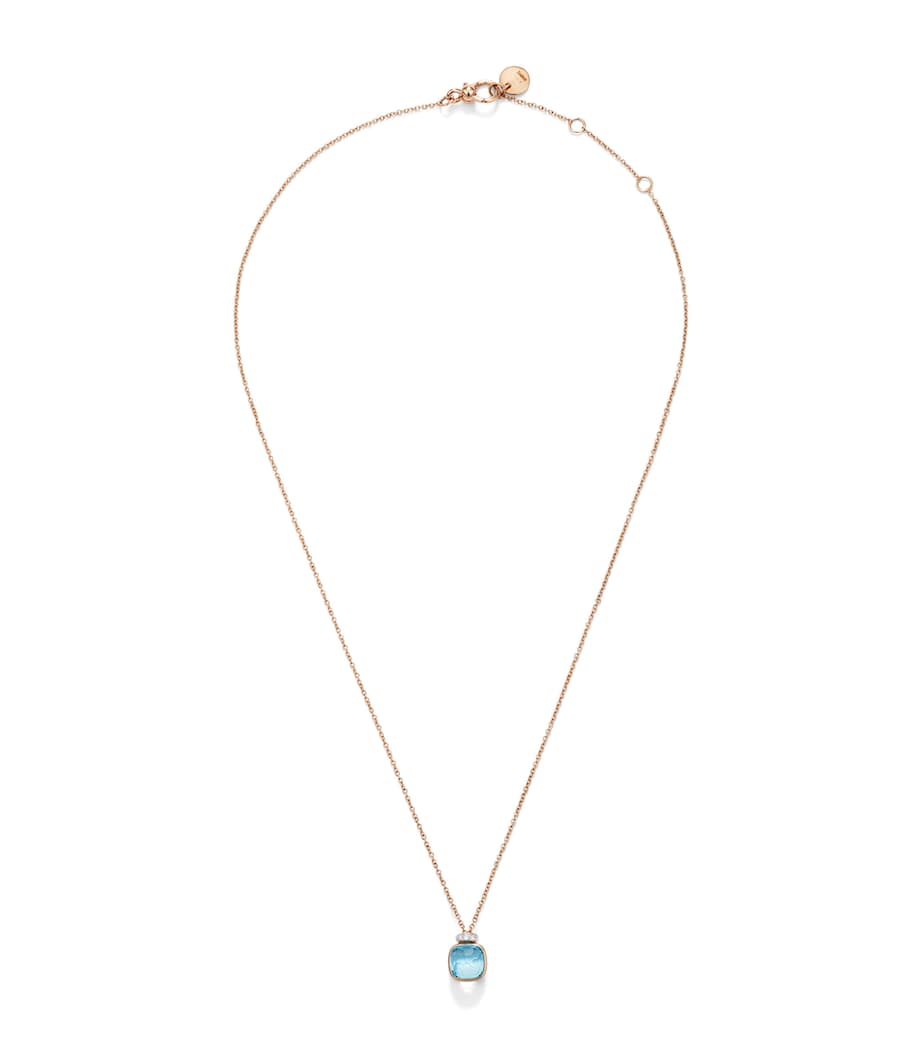 Pomellato Nudo blue topaz diamond necklace mixed gold, imported from the UK