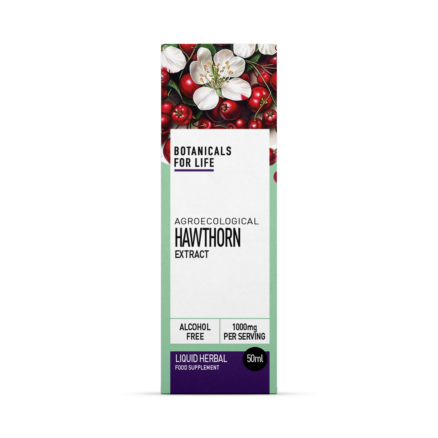 Botanicals For Life hawthorn extract supplement 50ml, UK version