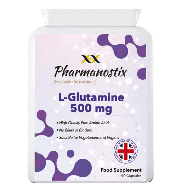 Pharmanostix L-Glutamine supplement 500mg 90 capsules - British product