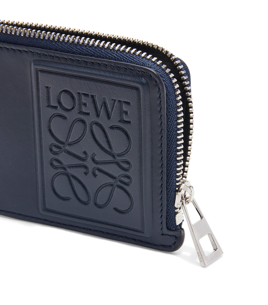 LOEWE debossed logo card holder in satin calfskin, UK version