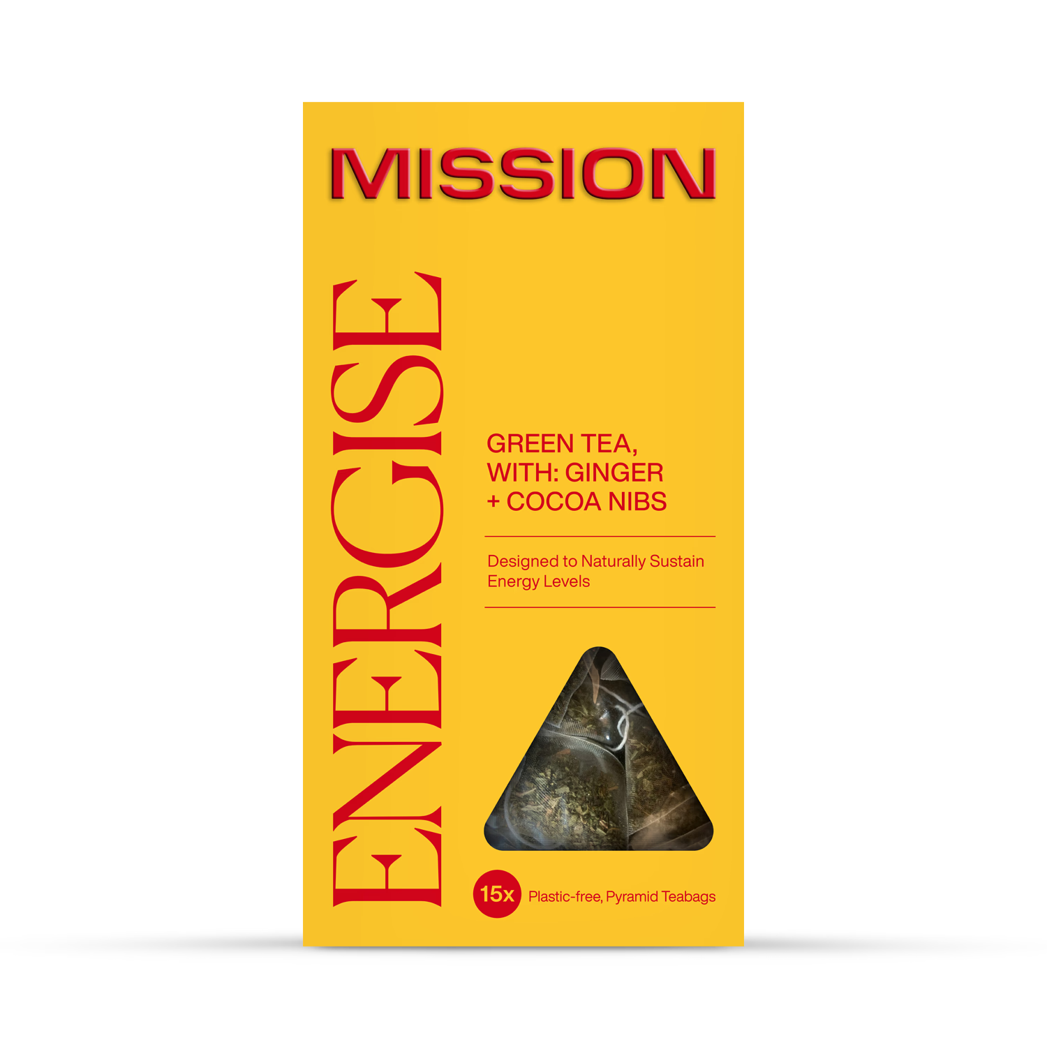 Mission green tea with cocoa nibs and ginger 15 tea bags - British product