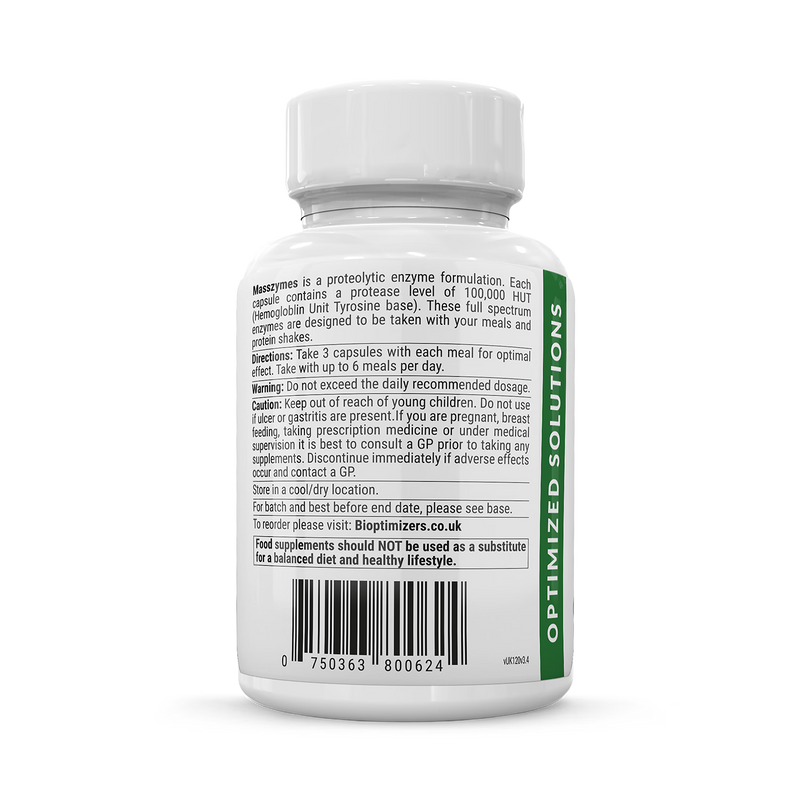 Masszymes full spectrum digestive enzymes 250 capsules (British brand)