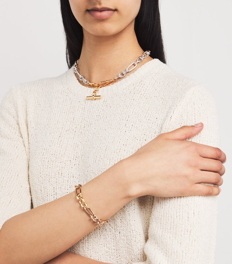 Tilly Sveaas medium sterling silver T-bar clipt necklace (British brand)