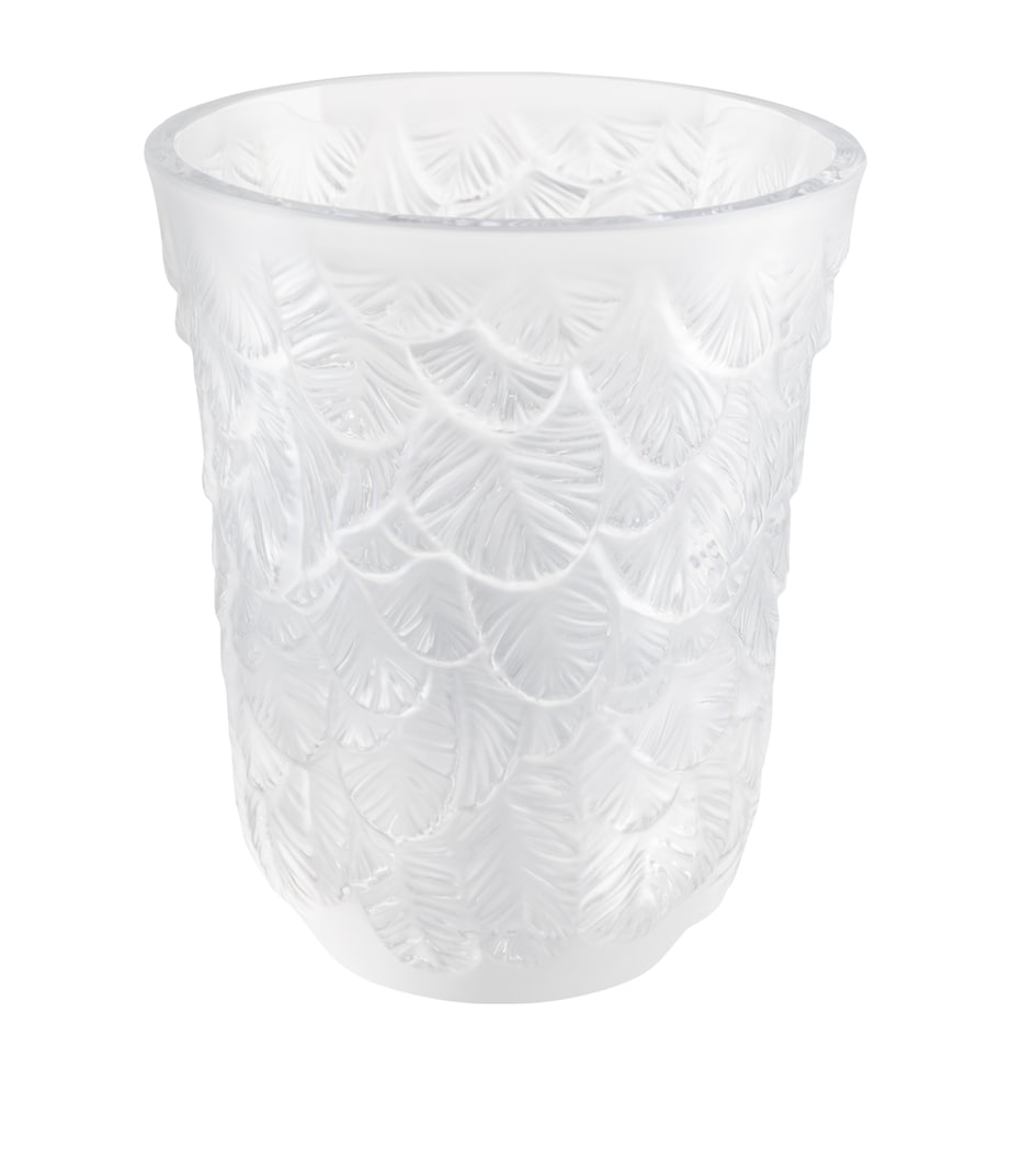 Lalique Grand-Duc crystal votive with etched owl feathers, UK version