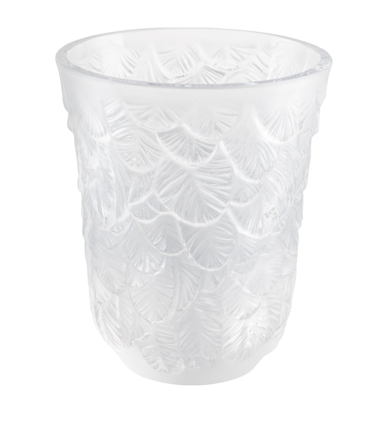 Lalique Grand-Duc crystal votive with etched owl feathers, UK version