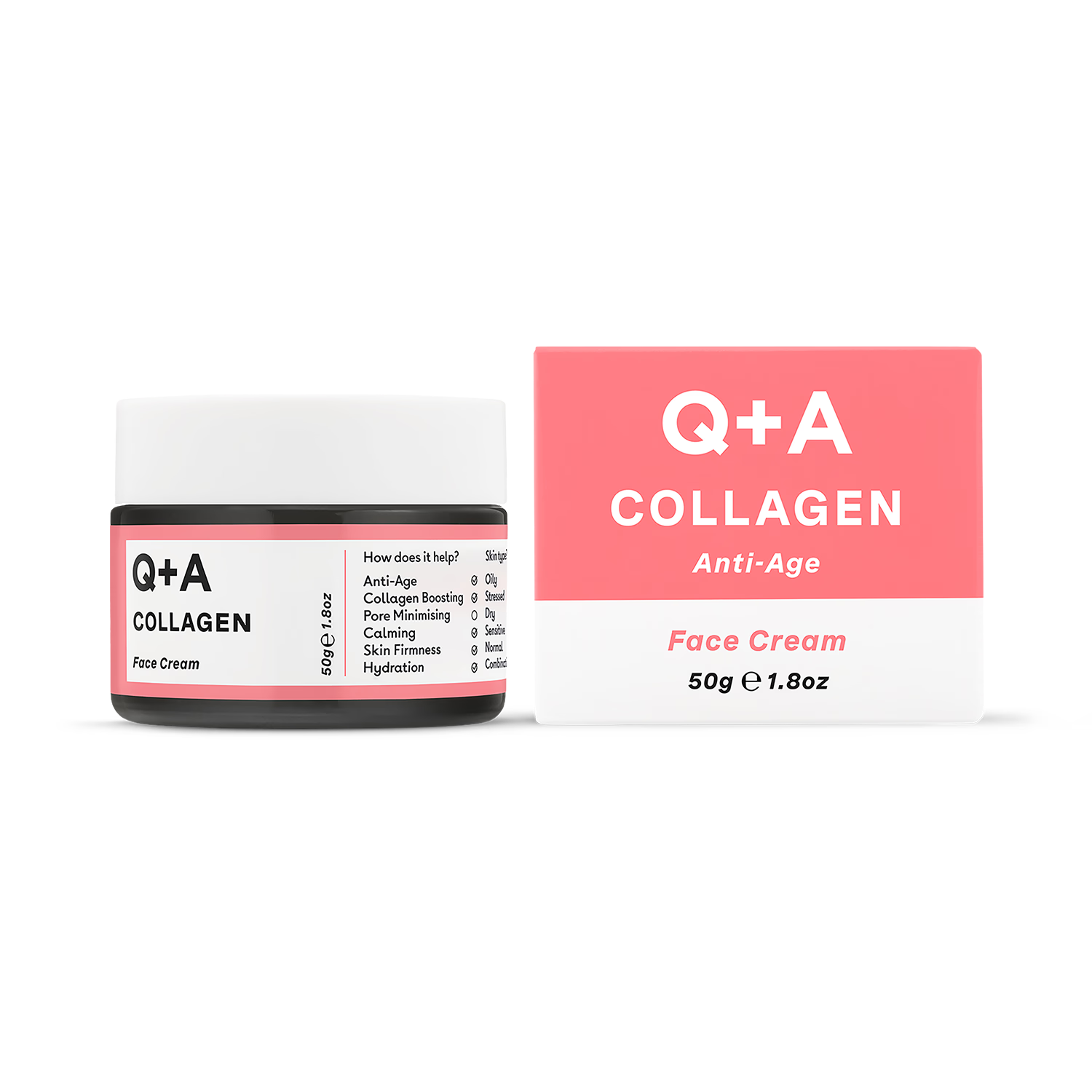Q+A Collagen Face Cream 50g, imported from the UK