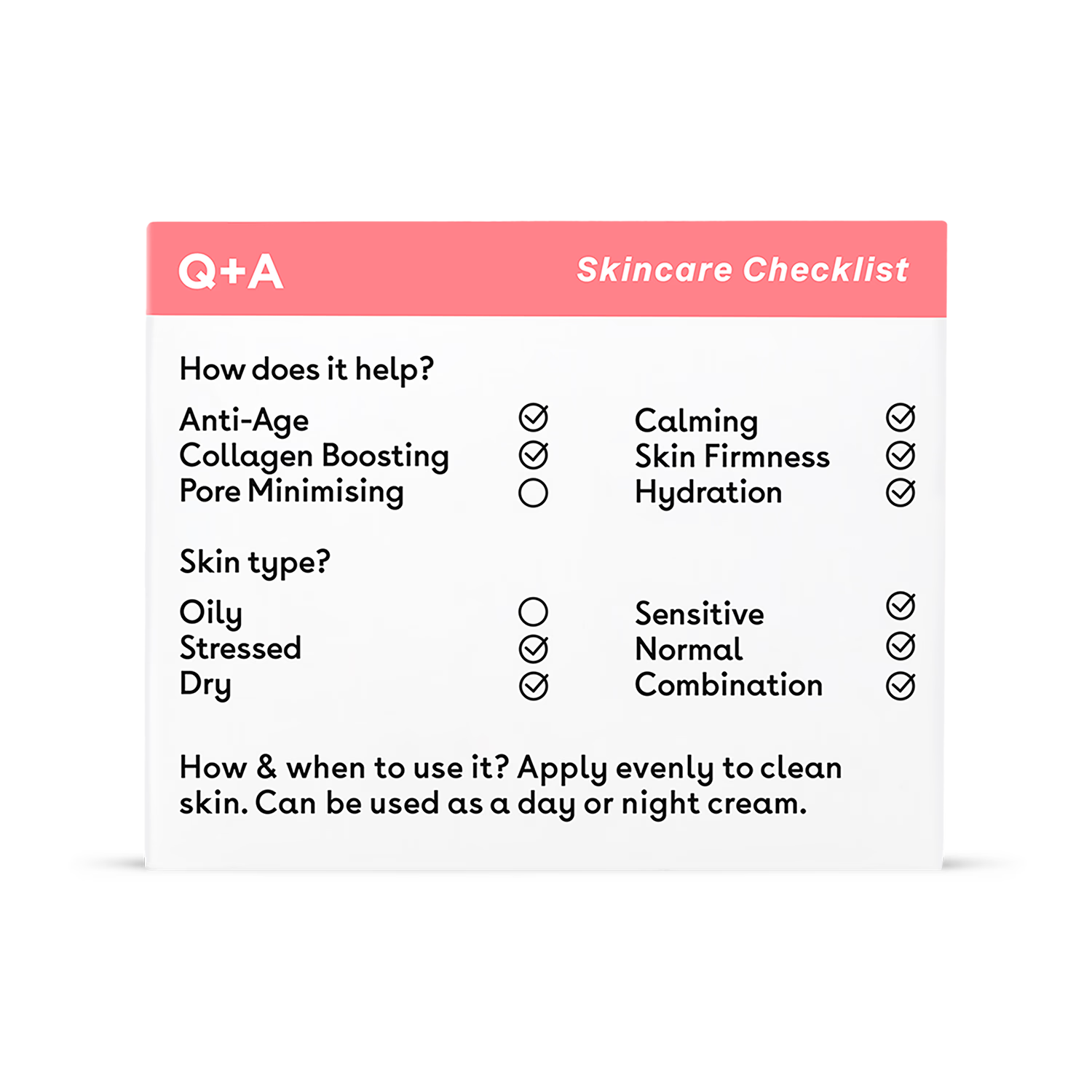 Q+A Collagen Face Cream 50g, imported from the UK
