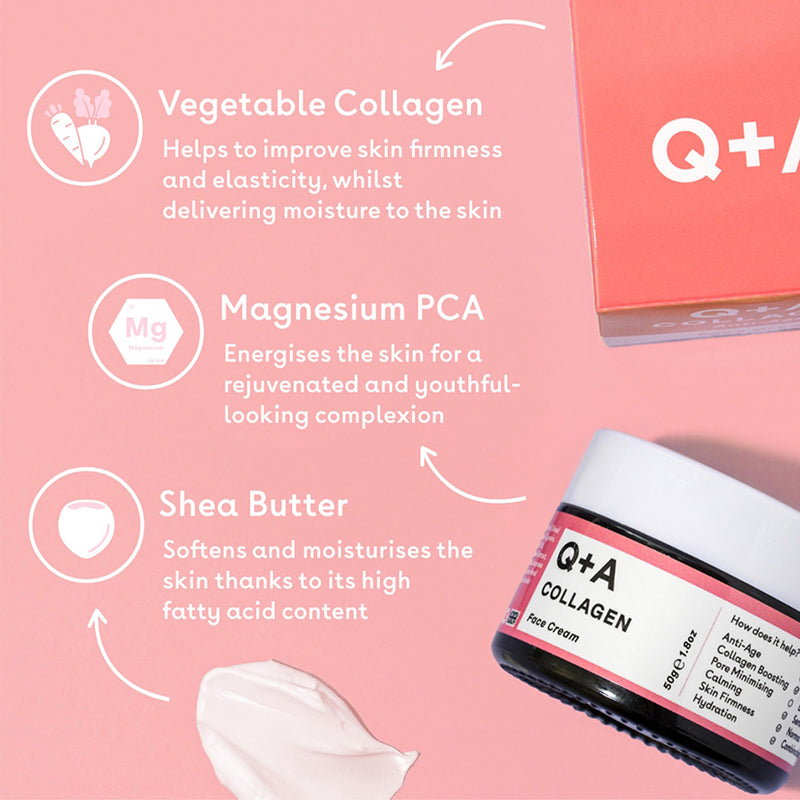 Q+A Collagen Face Cream 50g, imported from the UK