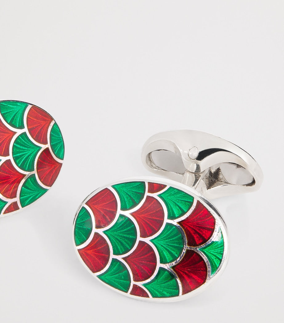 Deakin & Francis sterling silver enamel oval cufflinks - British product