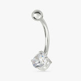 Revere belly bar round cubic zirconia 6mm - British product