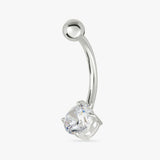 Revere belly bar round cubic zirconia 6mm - British product