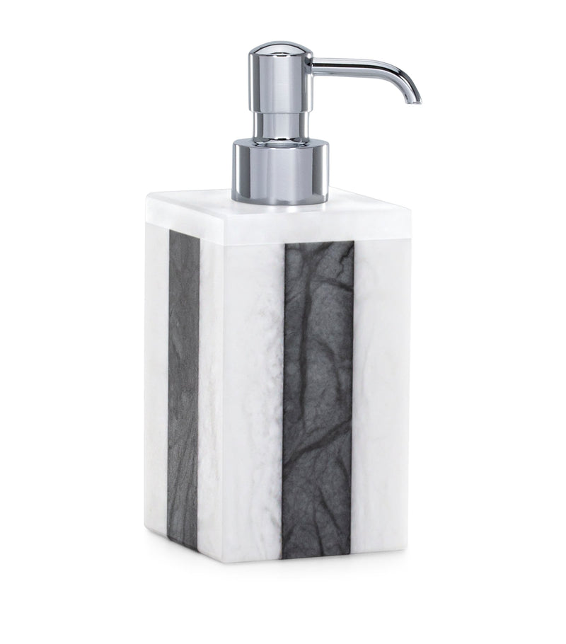 Labrazel alabaster soap dispenser with monochrome striped design, UK version