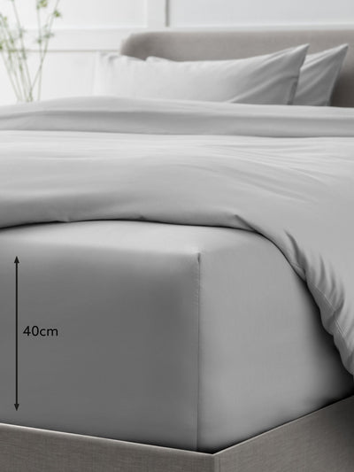 Collection Luxe Drap-housse Plat Coton Égyptien 400 fils Gris Argenté Extra Profond Next - Acheter en ligne chez McGrocer