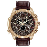 Citizen Eco-Drive Mens Chronograph Brown Leather Strap Watch