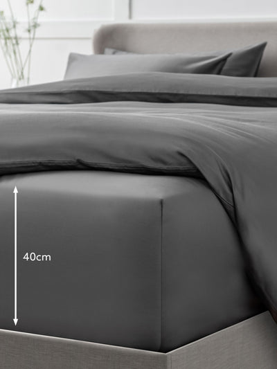 Drap-housse de lit extensible extra profond en coton égyptien Luxe 400 fils Charcoal Grey Next - Achetez en ligne sur McGrocer