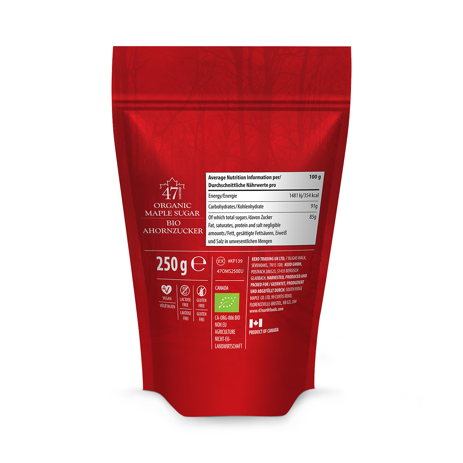47° North organic maple sugar single source 250g, UK version