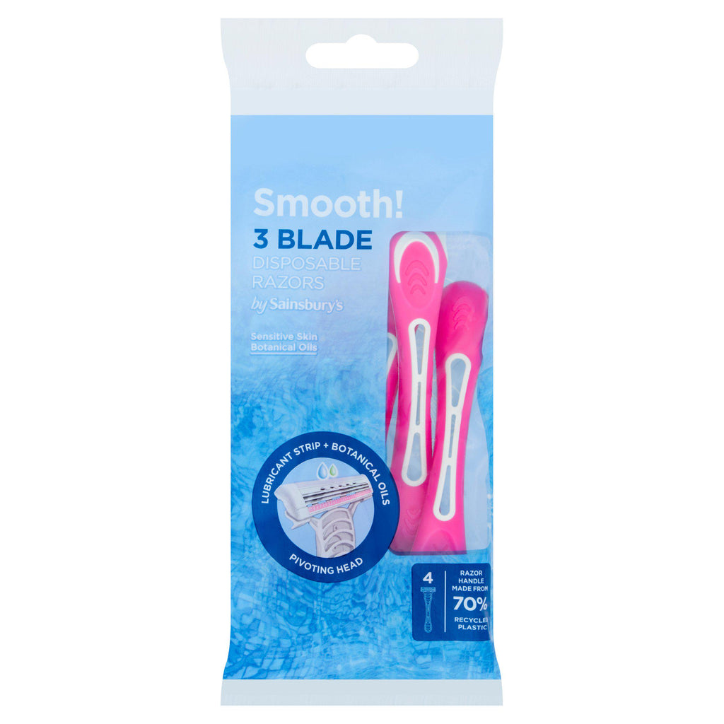 Sainsbury's Smooth! 3 Blade Disposable Razors x4