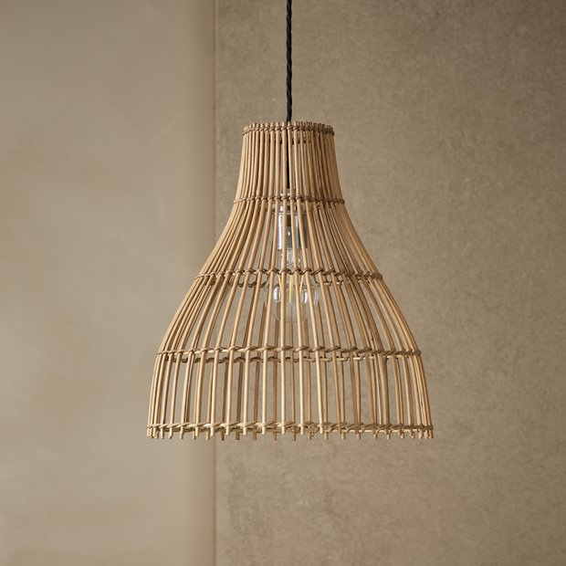 Habitat Camillo natural bamboo midi lampshade 30cm, imported from the UK