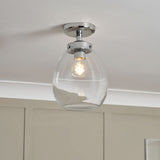 Spa Bryn glass tulip pendant light chrome clear, UK version