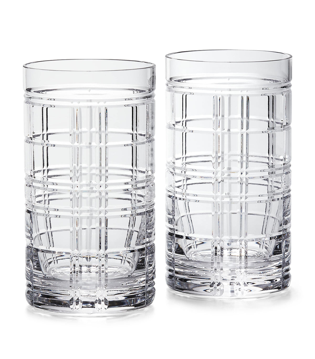 Ralph Lauren highball glasses with Hudson Plaid design, imported from the UK