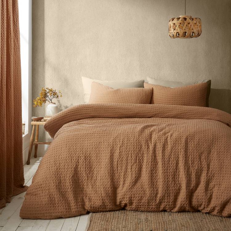 Pineapple Elephant waffle bedding set caramel single, UK version