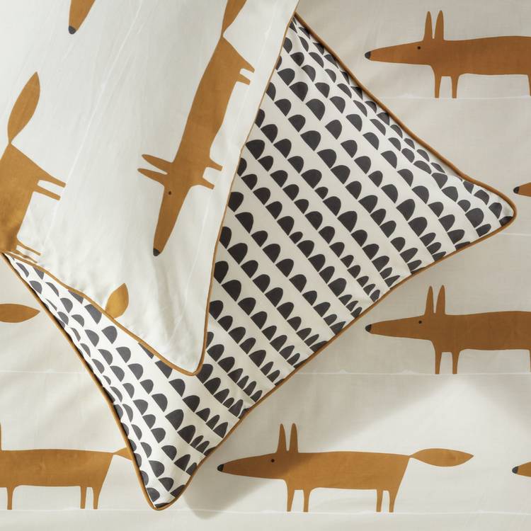 Habitat x Scion Mr Fox cream cotton bedding set single (British brand)