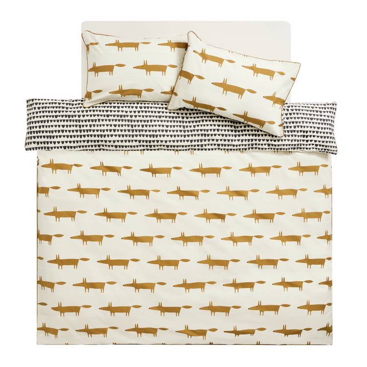 Habitat x Scion Mr Fox cream cotton bedding set single (British brand)