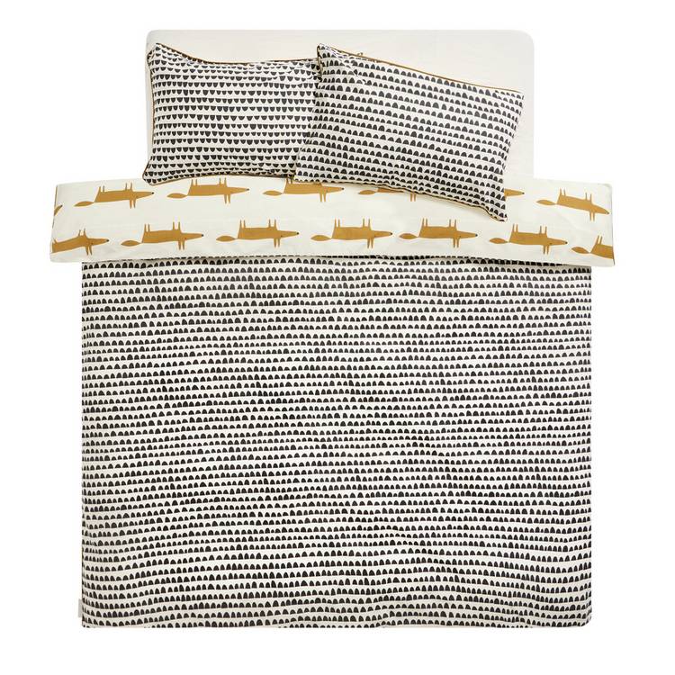 Habitat x Scion Mr Fox cream cotton bedding set single (British brand)