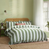 Wylder Birdie Stripe ruffle green bedding set double, imported from the UK
