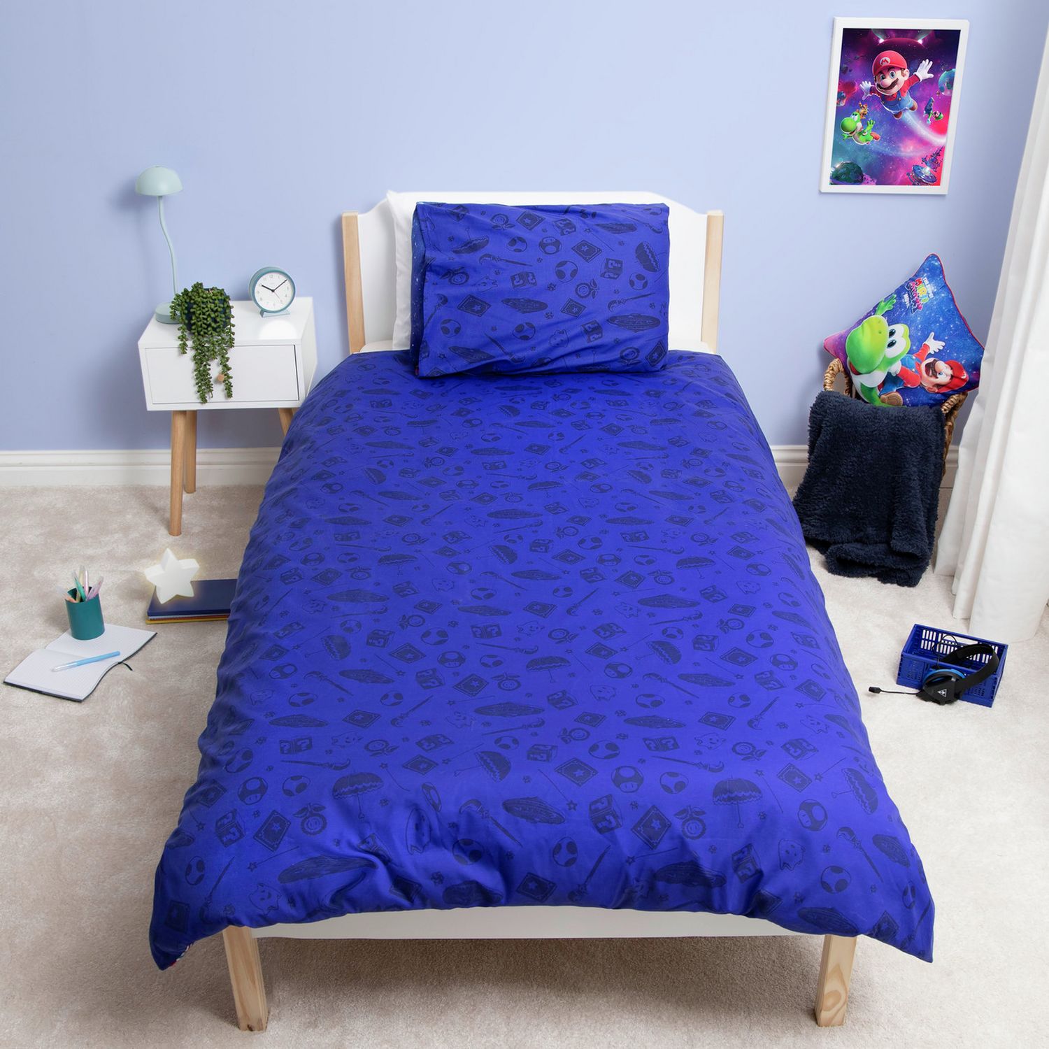 Nintendo Super Mario bedding set single blue, imported from the UK