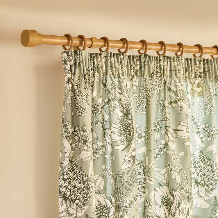 Habitat botanical print pencil pleat curtains sage 117x137cm, UK version