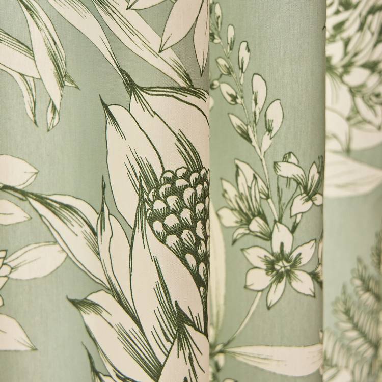 Habitat botanical print pencil pleat curtains sage 117x137cm, UK version