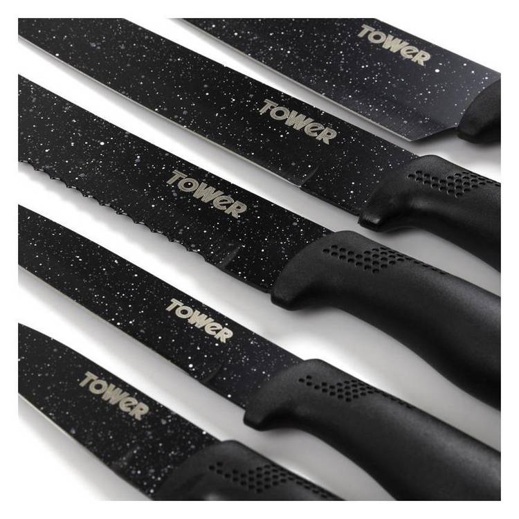 Tower 5 piece knife block rose gold black (British brand)