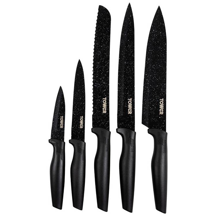 Tower 5 piece knife block rose gold black (British brand)