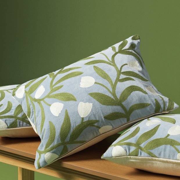 Habitat x Scion Odette crewel embroidery cushion 40x55cm (British brand)