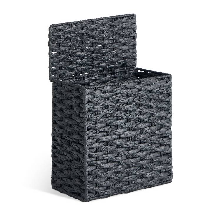 Argos Home woven toilet roll holder storage unit black, imported from the UK