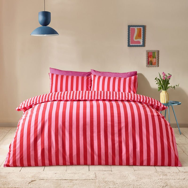 Sassy B Stripe Tease Red Bedding Set - Kingsize