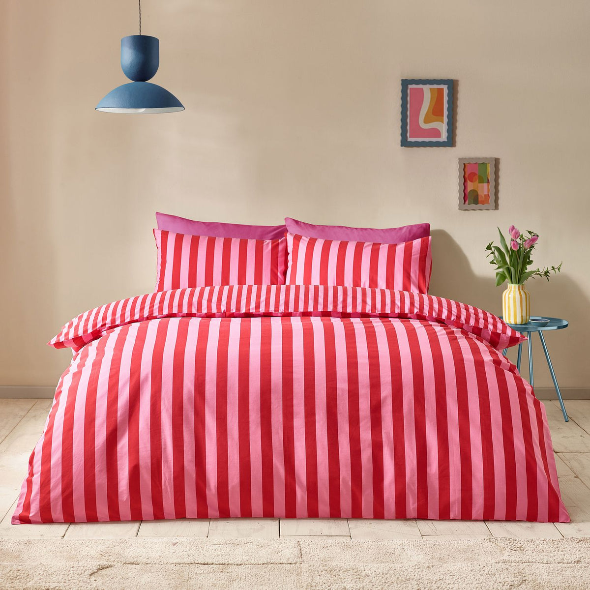 Sassy B Stripe Tease Red Bedding Set - Kingsize