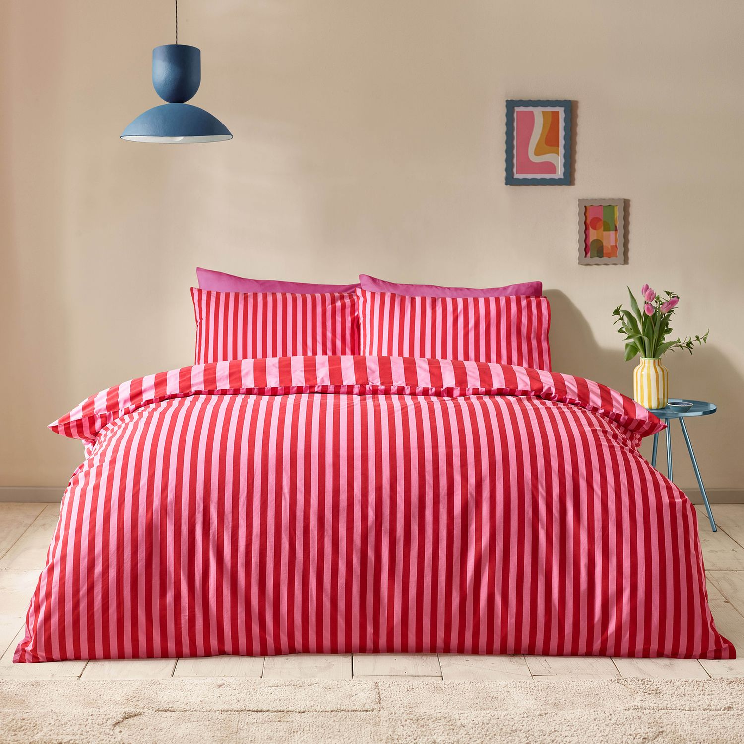 Sassy B Stripe Tease Red Bedding Set - Kingsize