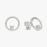 Revere silver circle stud earrings with cubic zirconia, UK version