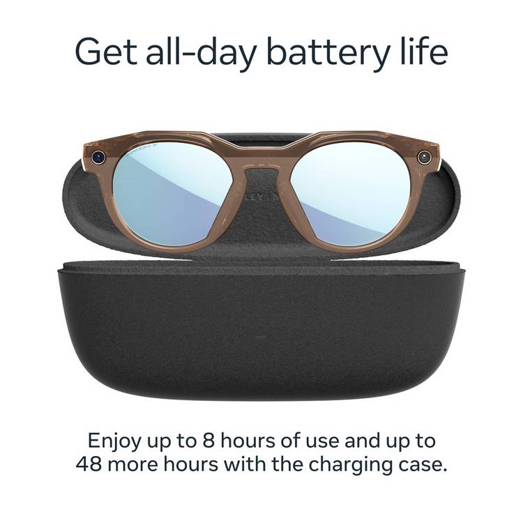 Oakley Meta HSTN Brown Smoke Prizm Deep Water Polarized smart glasses (British brand)