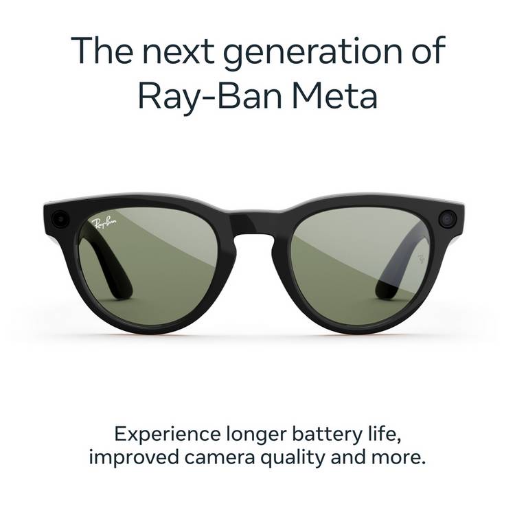 Ray-Ban Meta Headliner Gen 2 smart glasses, shiny black and green, imported from the UK