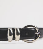 Sandro Paris leather belt 3cm silver buckle (British brand)