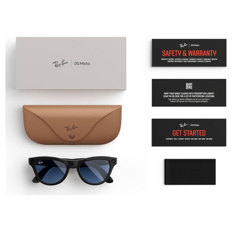 Ray-Ban Meta Skyler smart glasses in shiny black transitions blue, UK version