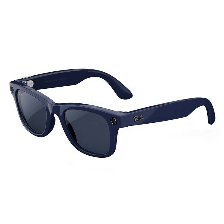 Ray-Ban Meta Wayfarer smart glasses shiny blue Transitions Sapphire lenses (British brand)