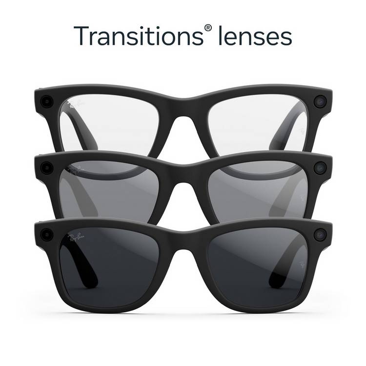 Ray-Ban smart sunglasses Meta Wayfarer Gen 2 Large Black Transitions Grey, UK version