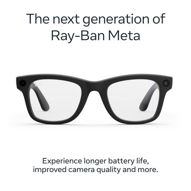 Ray-Ban Meta Wayfarer Gen 2 smart glasses matte black clear lenses - British product