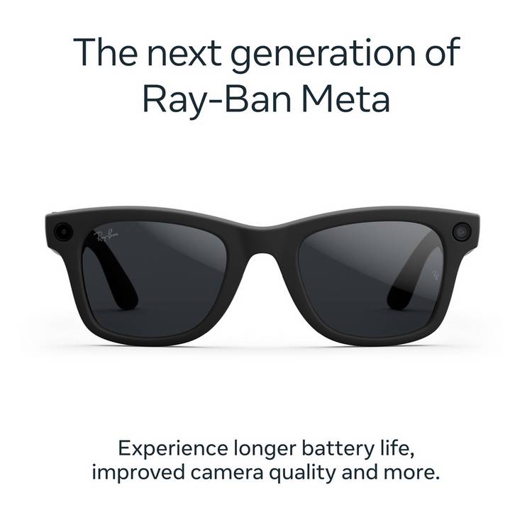 Ray-Ban Meta Wayfarer smart glasses matte black Transitions grey, UK version