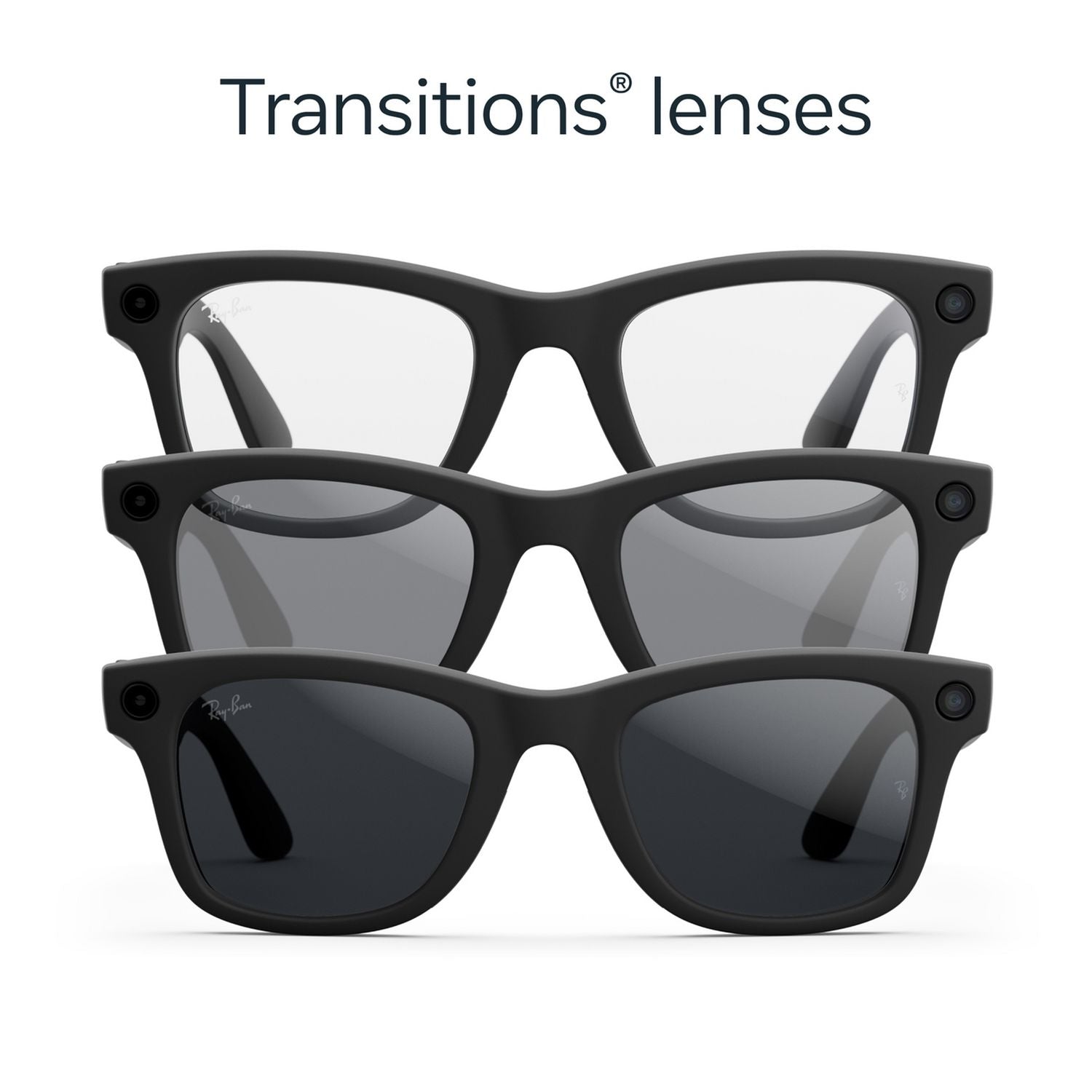 Ray-Ban Meta Wayfarer smart glasses matte black Transitions grey, UK version