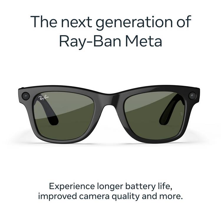 Ray-Ban Meta Wayfarer Gen 2 AI glasses Shiny Black Green (British brand)